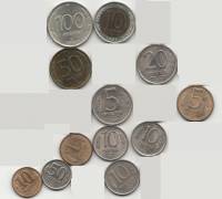 (1991-1993 ММД и ЛМД, 12 монет от 10 коп до 100 руб) Набор монет Россия    UNC