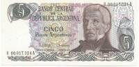 (,) Банкнота Аргентина 1983 год 5 песо аргентино "Хосе де Сан-Мартин"   UNC