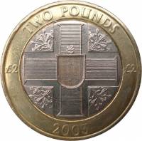 () Монета Остров Гернси 1998 год 2 фунта ""   AU