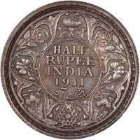 (№1911km521) Монета Индия 1911 год frac12; Rupee