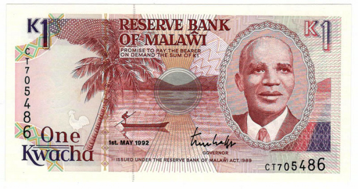 () Банкнота Малави 1992 год 1  &quot;&quot;   UNC