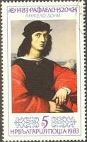 (1983-089) Марка Болгария "Аньоло Дони"   Рафаэль, 500 лет II Θ