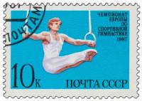 1987-033 Марка СССР Упражнения на кольцах  Чемпионат Европы по спортивной гимнастике III Θ
