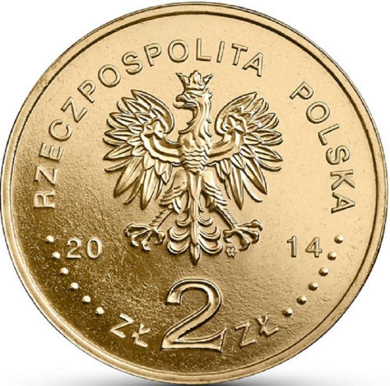 (257) Монета Польша 2014 год 2 злотых &quot;Польская команда на Олимпийских играх в Сочи&quot;  Латунь  UNC