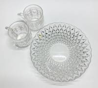 Салатник сухарница + 2 кружки, хрусталь, СССР