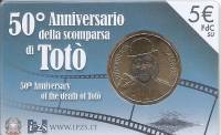 (2017) Монета Италия 2017 год 5 евро "50 лет со дня смерти Тото"  Биметалл  Coincard