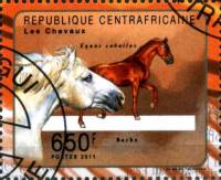 (№2011-3076) Марка Центрально-Африканская Республика 2011 год "Барб и equus издавна тада этих животн