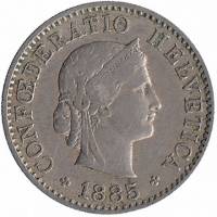 (1885) Монета Швейцария 1885 год 5 раппенов   Медь-Никель  VF