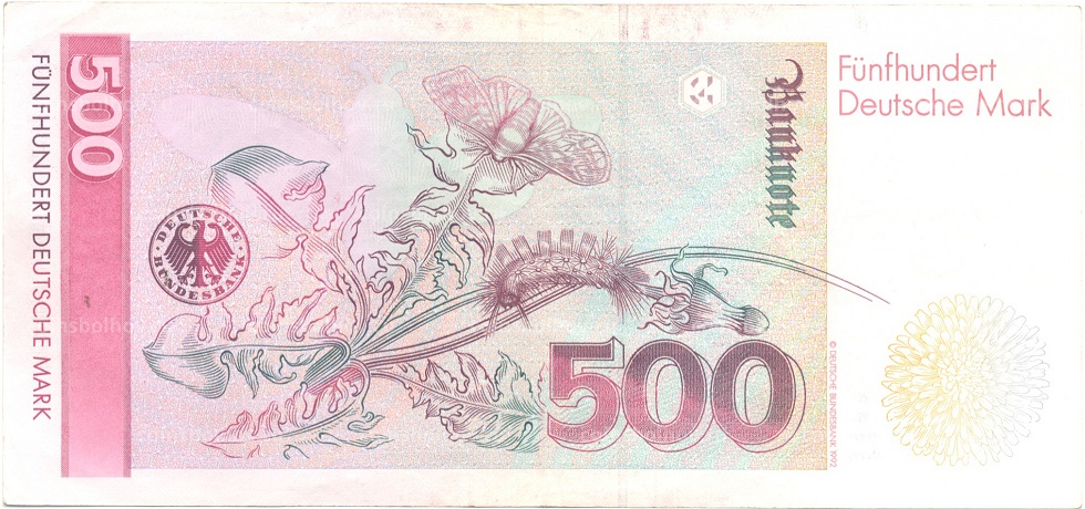 (1991) Банкнота Германия (ФРГ) 1991 год 500 марок &quot;Мария Сибилла Мериан&quot;   XF