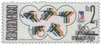 (1986-015) Марка Чехословакия "Олимпийские кольца"    90 лет Международному Олимпийскому Комитету I 