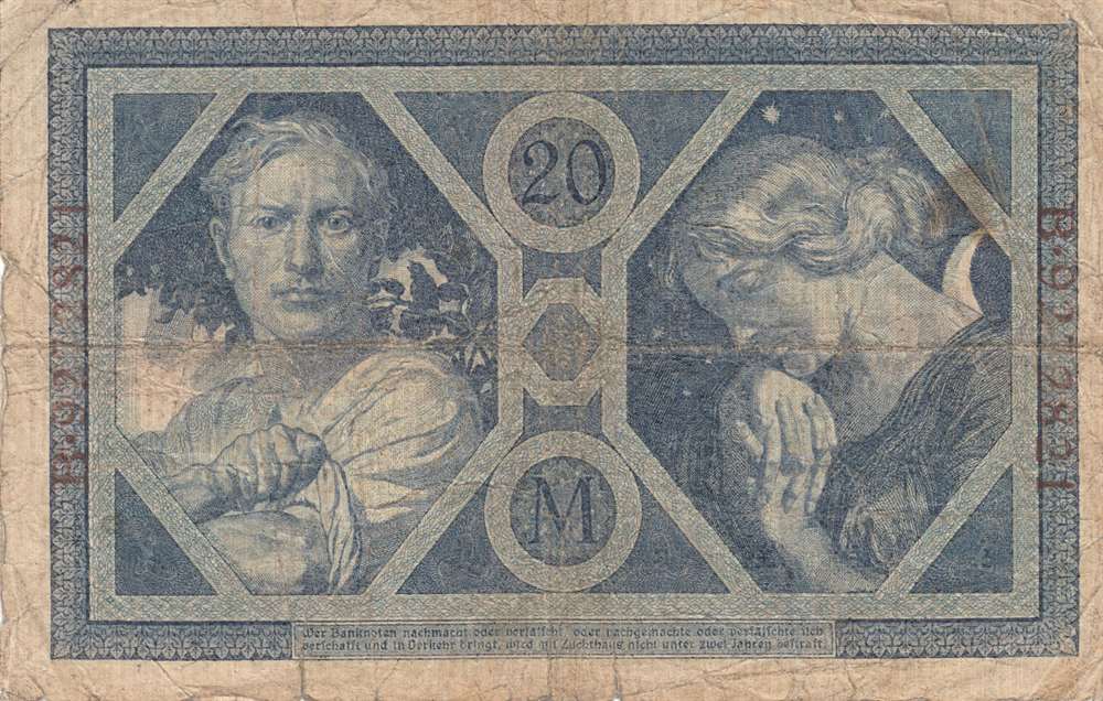 1915 Банкнота Германия 20 марок    VF