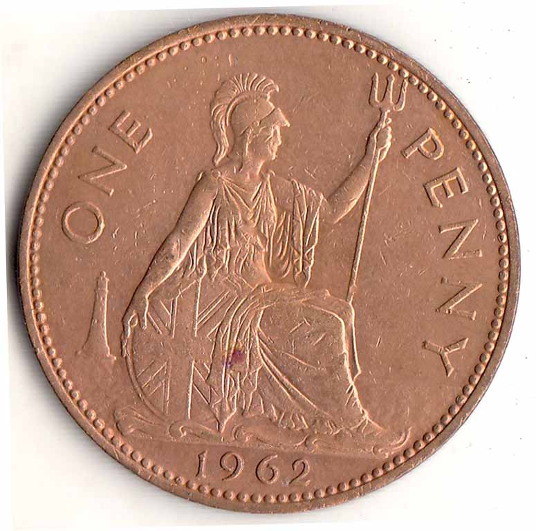(1962) Монета Великобритания 1962 год 1 пенни &quot;Елизавета II&quot;  Бронза  XF