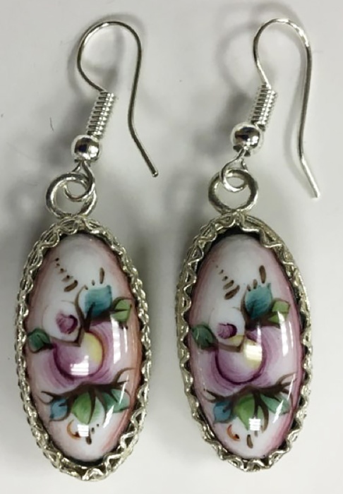 Серьги "Финифть", серебрение (сост. на фото)