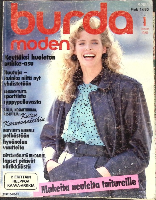 Журнал Burda moden 1988 № 01,январь Польша Мягкая обл. + Выкройки 94 с. С цв илл