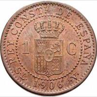 (№1906km726) Монета Испания 1906 год 1 Ceacute;ntimo