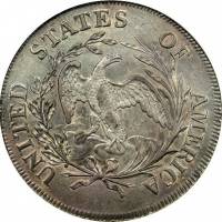 (1797, 13 звёзд) Монета США 1797 год 10 центов  1. Малый орёл Серебро Ag 892  VF