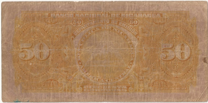 (№1942P-96a) Банкнота Никарагуа 1942 год &quot;50 Coacute;rdobas&quot;