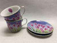 Чашка с блюдцем, 2 чайные пары тюльпаны фарфор
