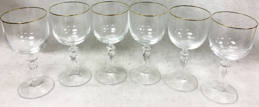 Набор бокалов, хрусталь, позолота СССР 6 шт