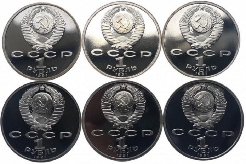 (1991 6 шт по 1 руб) Набор монет СССР 1991 год &quot;XXV Летняя олимпиада Барселона 1992&quot;  PROOF коробка