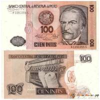 (,) Банкнота Перу 1987 год 100 инти "Рамон Кастилья"   UNC