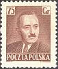 (1950-032) Марка Польша "Б. Берут (Коричневая)"   Президент Б. Берут (1892-1956) (Стандартный выпуск