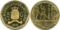 2013 Монета Нидерландские Антильские острова 5 гульденов Отмена рабства 150 лет  Латунь  UNC