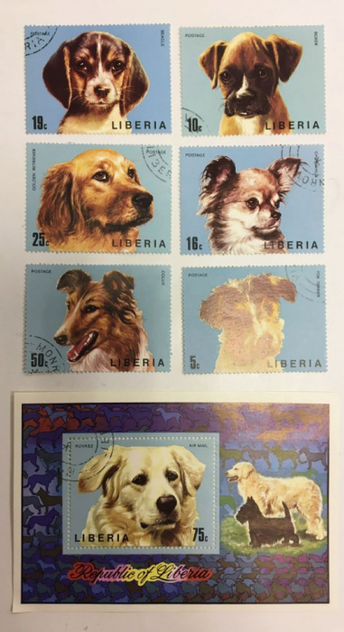 Набор из 6 марок + 1 блока, Либерия, Гашёные, III Θ (сост. на фото) 