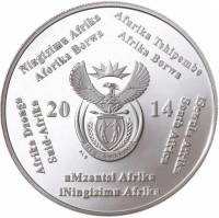 () Монета ЮАР (Южная Африка) 2014 год 2  ""   Биметалл (Серебро - Ниобиум)  UNC