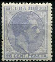 (№33) Марка Куба 1880 год "Король Альфонсо XII", Негашеная