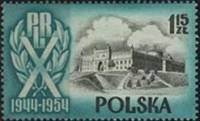 (1954-062) Марка Польша "Замок в Люблине"   10 лет Польской Народной Республике №2 II Θ