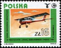 (1984-047) Марка Польша "Моторный самолет (1983)"    История польской авиации III Θ