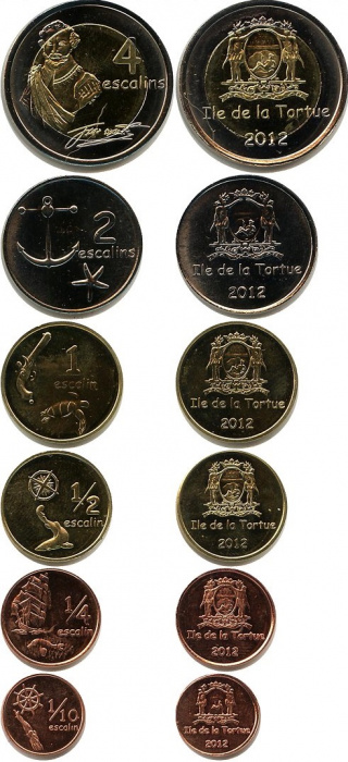 (2012, 6 монет) Набор монет Тортуга 2012 год &quot;Морская тема&quot;   UNC