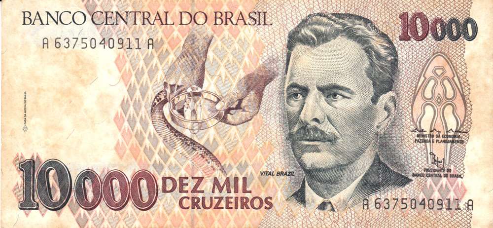 () Банкнота Бразилия Без даты год 10 000  &quot;&quot;   VF