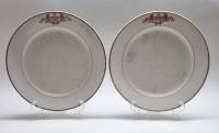 Тарелки 2 шт Дулево фарфртрест 1918-1930 гг Ленинград Кооперативная столовая агитация редкость