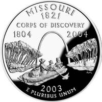 (024s, Ag) Монета США 2003 год 25 центов "Миссури"  Медь-Никель  PROOF