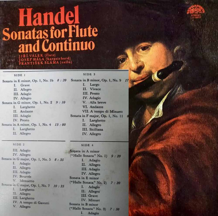 Пластинка виниловая &quot;Г. Гендель. Handel Sonatas for Flute and Continuo&quot; Supraphon 300 мм. (Сост. отл