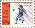 (1968-040) Марка Польша "Метание копья"   Летние ОИ 1968, Мехико III O