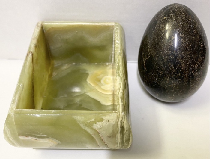 Шкатулка оникс + яйцо натуральный камень 