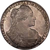 (1734, без кул. на груди, крест держ. украшен) Монета Россия 1734 год 50 копеек    AU