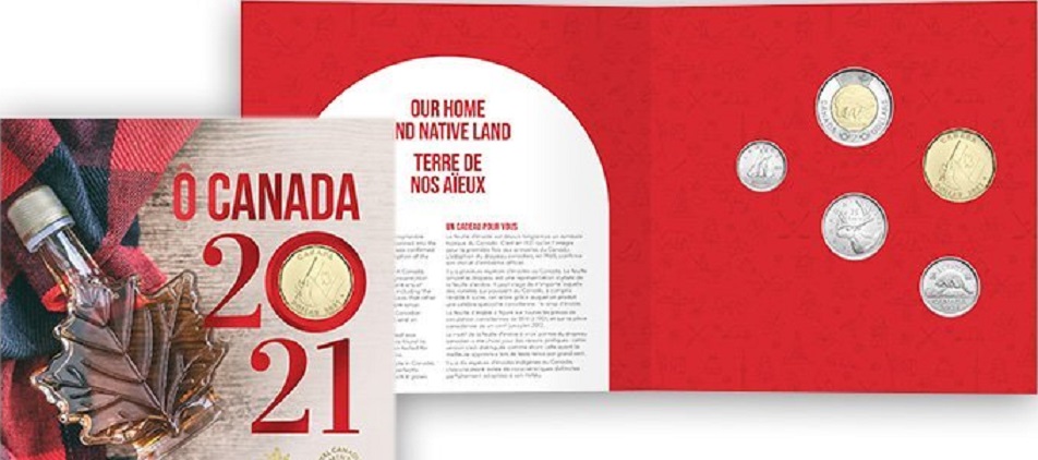 (2021, 5 монет) Набор монет Канада 2021 год &quot;Государственный флаг&quot;   Буклет