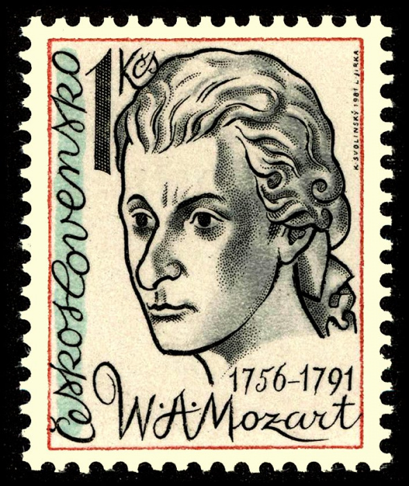 (1981-014) Марка Чехословакия &quot;В. Моцарт&quot;    Личности III Θ