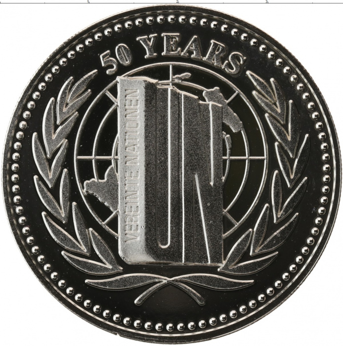 (1995) Монета Экваториальная Гвинея 1995 год 1000 франков КФА &quot;50 лет ООН&quot; Никель  PROOF