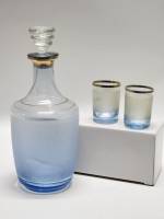  Графин штоф и 2 стопки стекло с напылением позолота СССР