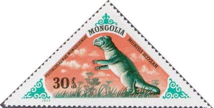 (1977-028a) Сцепка тет-беш (2 м) Монголия &quot;Пситтакозавр&quot;    Доисторические животные III Θ