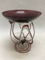 Ваза конфетница подсвечник подставка цветное стекло высота 17 см