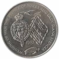 (№1981km3a) Монета Остров Вознесения 1981 год 25 Pence (Свадьба принца Чарльза и леди Дианы - Серебр