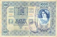 (№P-10) Банкнота Югославия 1919 год 1,000 Krone "Австро-Венгерская крона"