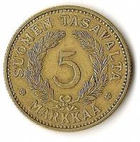 () Монета Финляндия 1928 год 5  ""   Бронза  UNC