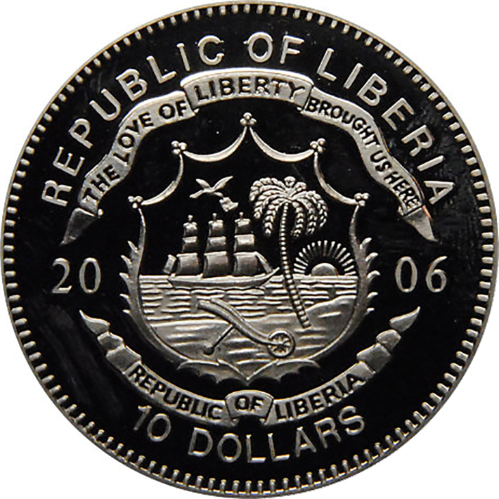 (2006) Монета Либерия 2006 год 10 долларов &quot;Фестиваль в Вудстоке&quot;   UNC